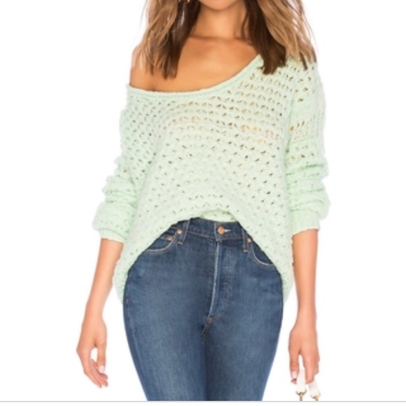 NWT Free People Crashing Waves Sweater Mint - Picture 2 of 8